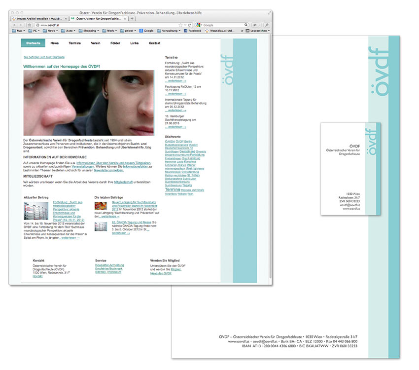 Corporate Design: Homepage, Briefpapier, Visitenkarte